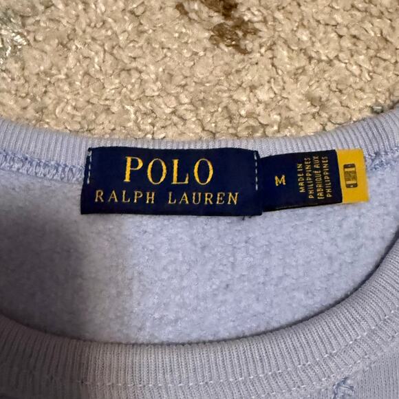 Polo Ralph Lauren Crest Spellout Sweatshirt Size Medium Baby Blue - Picture 3 of 5
